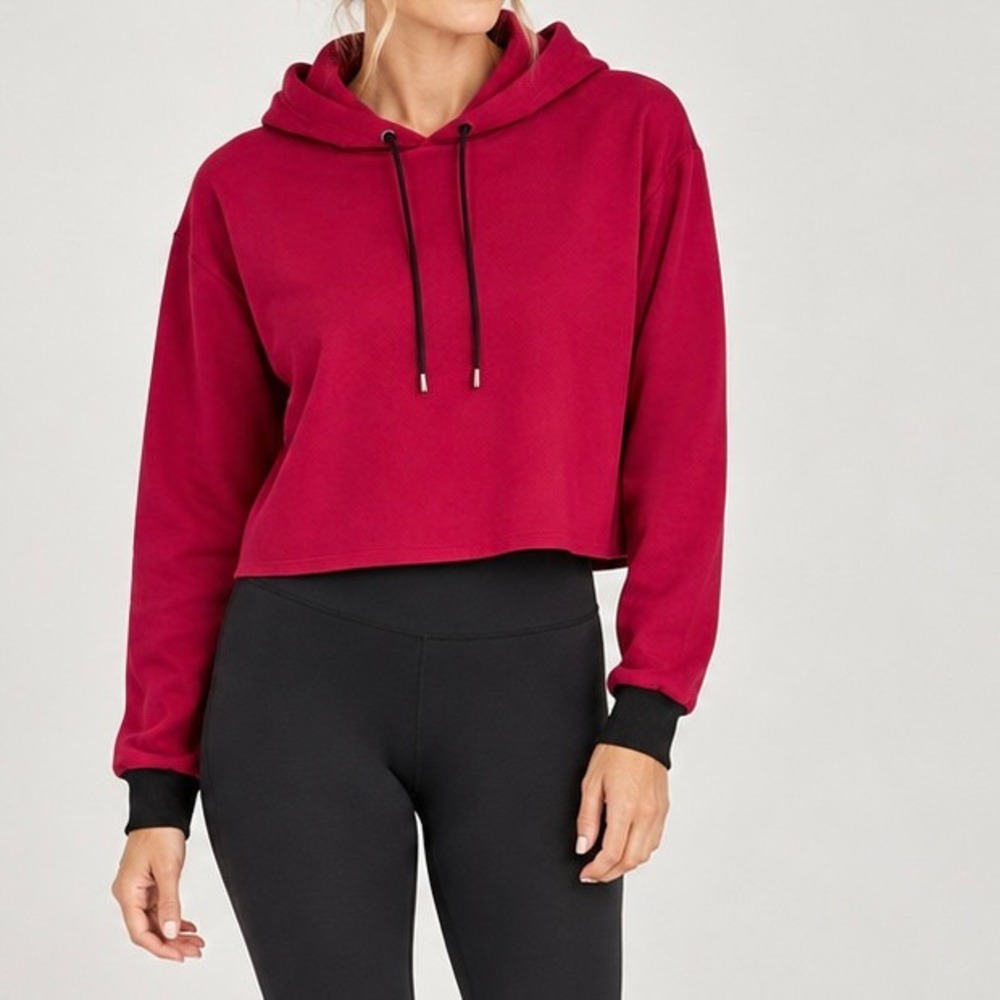 Ultracor Hoodie Cropped Long Sleeve Berry Red Women XS